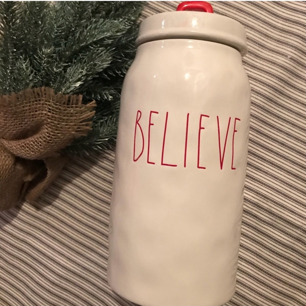 Rae Dunn Believe Canister
